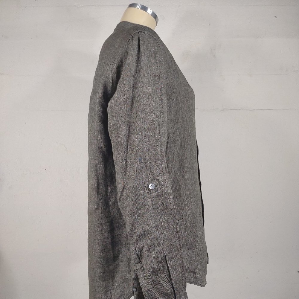 Murano Baird McNutt gray 100% Linen long sleeve button front shirt ladies Medium - Picture 4 of 8